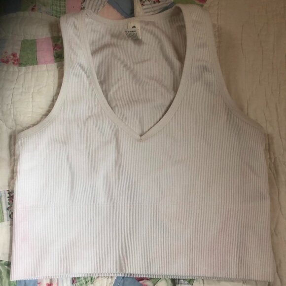 90 Degree by Reflex Ribbed Cropped  White Tank Top, Size  M - Picture 1 of 7